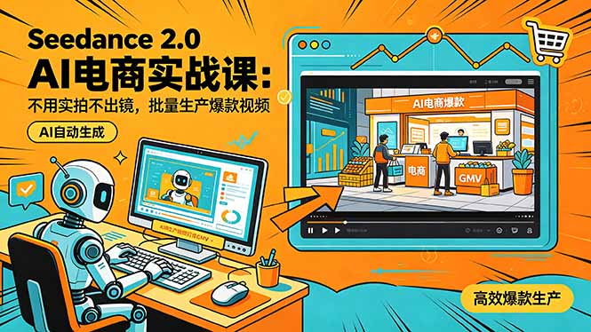 （18433期）Seedance 2.0 AI电商实战课：不用实拍不出镜，批量生产爆款视频打爆GMV-小二项目网