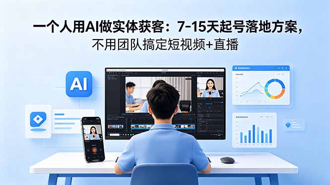 （18432期）一个人用AI做实体获客：7-15天起号落地方案，不用团队搞定短视频+直播-小二项目网