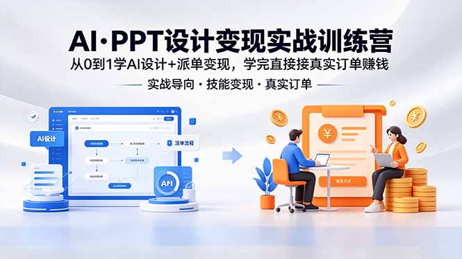 （18458期）AI·PPT设计变现实战训练营，从0到1学AI设计+派单变现，学完直接接真实订单赚钱-小二项目网