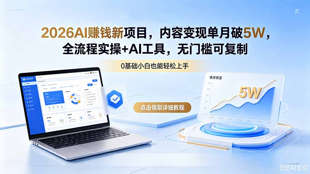 （18476期）2026AI赚钱新项目，内容变现单月破5W，全流程实操+AI工具，无门槛可复制-小二项目网