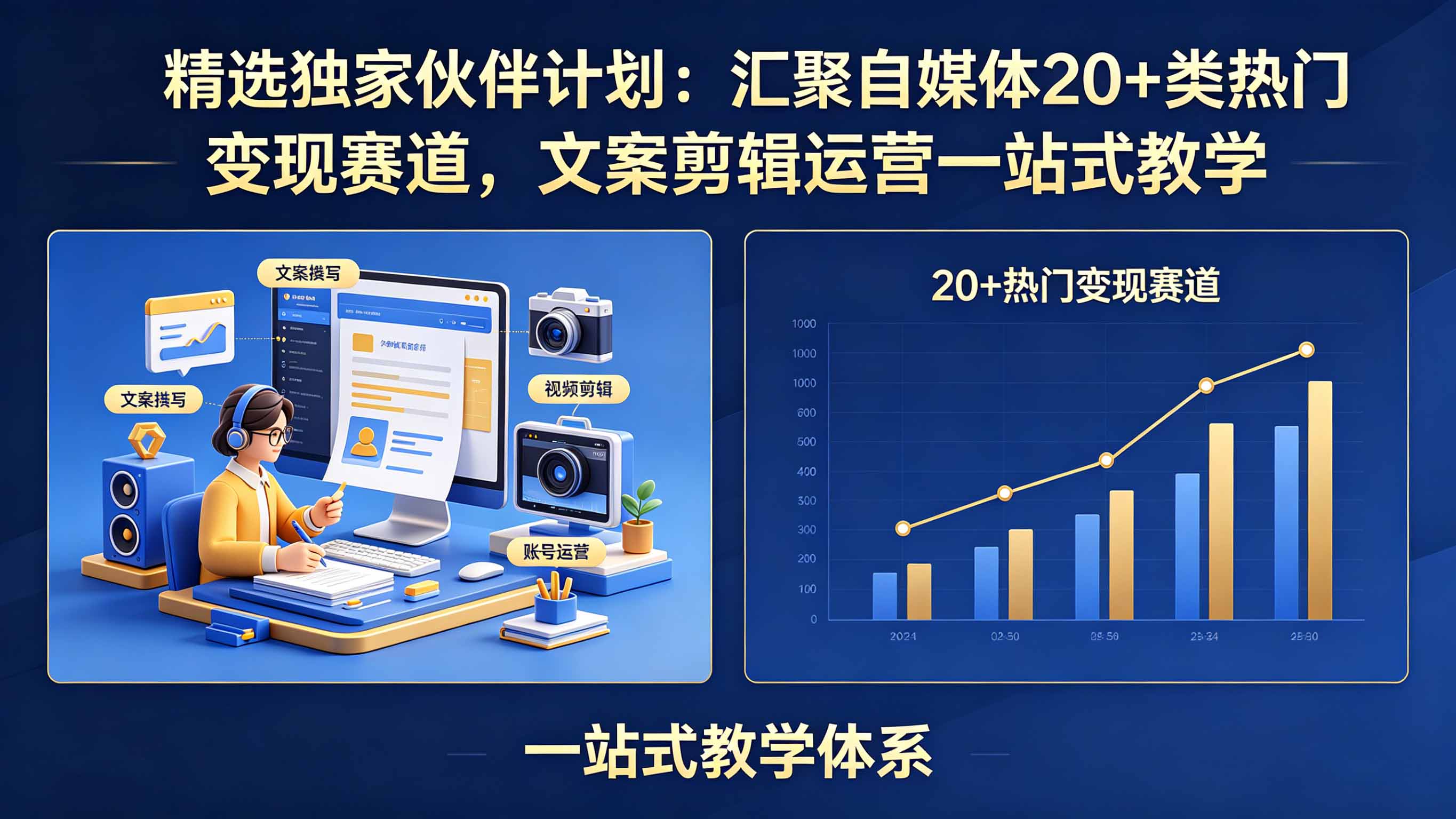 （18478期）精选独家伙伴计划：汇聚自媒体20+类热门变现赛道，文案剪辑运营一站式教学-小二项目网