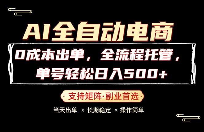 （18348期）0成本出单，全流程托管，单日轻松日入500+-小二项目网