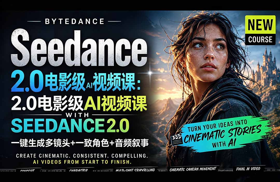 （18415期）Seedance 2.0电影级AI视频课：一键生成多镜头+一致角色+音频叙事-小二项目网