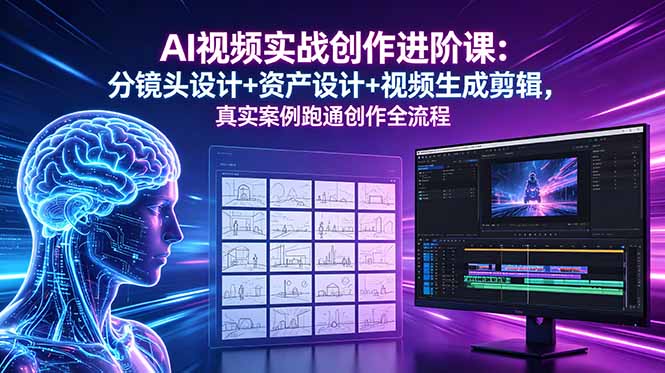 （18596期）AI视频实战创作进阶课：分镜头设计+资产设计+视频生成剪辑，真实案例跑通创作全流程-小二项目网