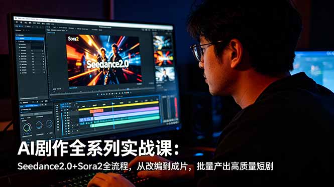 （18647期）AI剧作全系列实战课：Seedance2.0+Sora2全流程，从改编到成片，批量产出高质量短剧-小二项目网