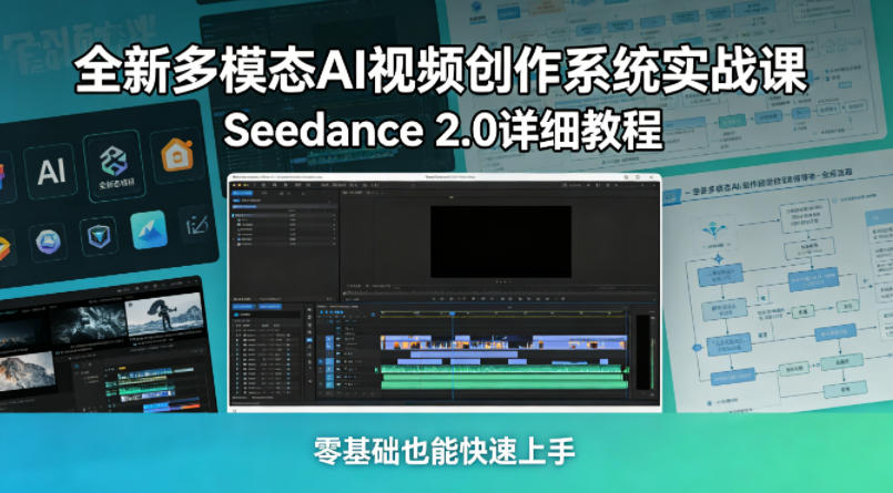 全新多模态AI视频创作系统实战课，Seedance 2.0详细教程，零基础也能快速上手-小二项目网