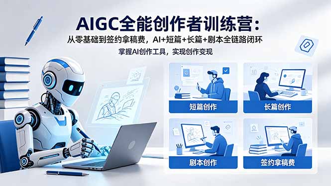 （18403期）AIGC全能创作者训练营：从零基础到签约拿稿费，AI+短篇+长篇+剧本全链路闭环-小二项目网