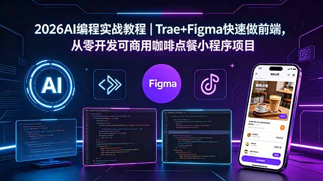 （18627期）2026AI编程实战教程｜Trae+Figma快速做前端，从零开发可商用咖啡点餐小程序项目-小二项目网