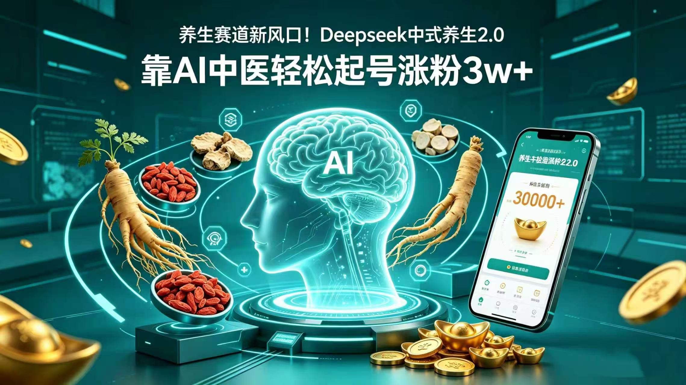 养生赛道新风口！Deepseek 中式养生 2.0，靠 AI 中医轻松起号涨粉 3w+-小二项目网