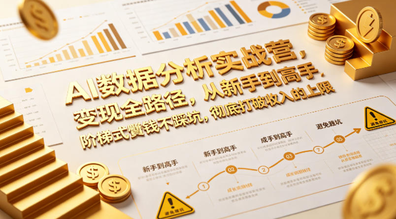 AI数据分析实战营，变现全路径，从新手到高手，阶梯式賺钱不踩坑，彻底打破收入的上限-小二项目网