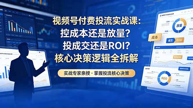 （18462期）视频号付费投流实战课-5月：控成本还是放量？投成交还是ROI？核心决策逻辑全拆解-小二项目网