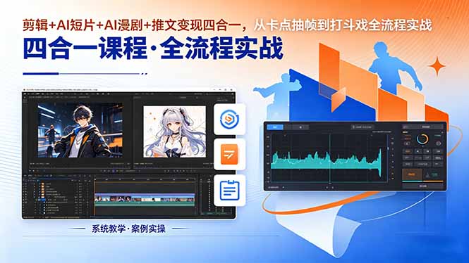 （18463期）剪辑+AI短片+AI漫剧+推文变现四合一，从卡点抽帧到打斗戏全流程实战-小二项目网