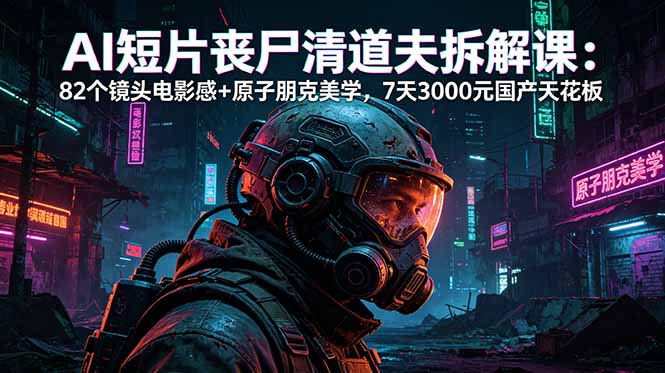 （18649期）AI短片《丧尸清道夫》拆解课：82个镜头电影感+原子朋克美学，7天3000元国产天花板-小二项目网