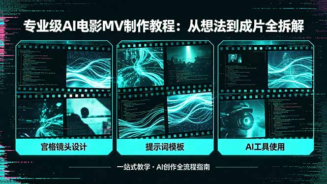 （18295期）专业级AI电影MV制作教程，从想法到成片全拆解，宫格镜头+提示词模板+AI工具一站式教学-小二项目网