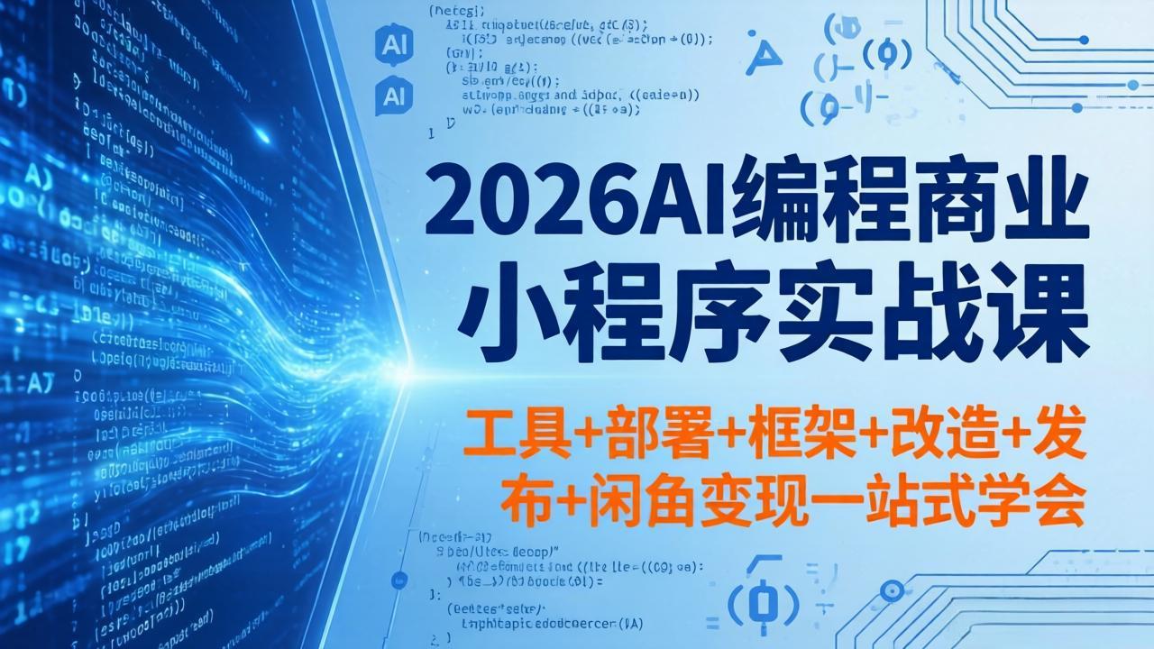 （18293期）2026AI编程商业小程序实战课，工具+部署+框架+改造+发布+闲鱼变现一站式学会-小二项目网