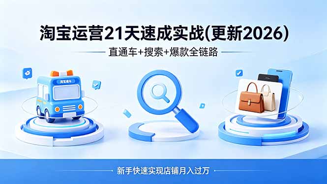 （18316期）淘宝运营21天速成实战(更新4月)，直通车+搜索+爆款全链路，新手快速实现店铺月入过万-小二项目网