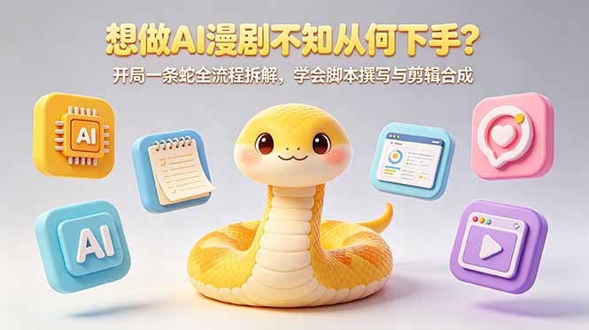 （18550期）想做AI漫剧不知从何下手？开局一条蛇全流程拆解，学会脚本撰写与剪辑合成-小二项目网