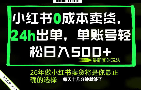 小红书0成本AI卖货，24小时出单，全流程托管，保底日入500+，每天十几分钟就够了【揭秘】-小二项目网