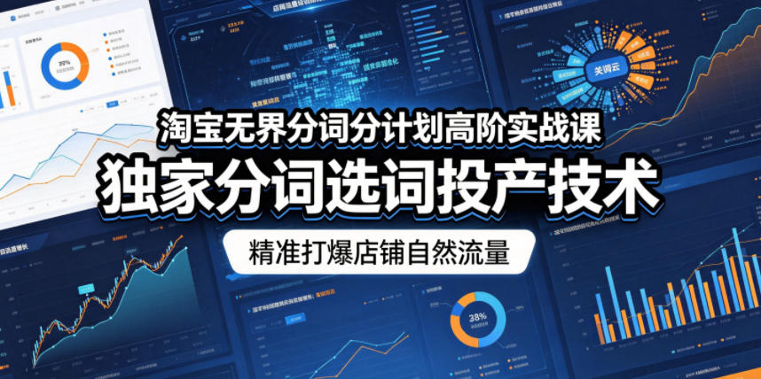 淘宝无界分词分计划高阶实战课，独家分词选词投产技术，精准打爆店铺自然流量-小二项目网