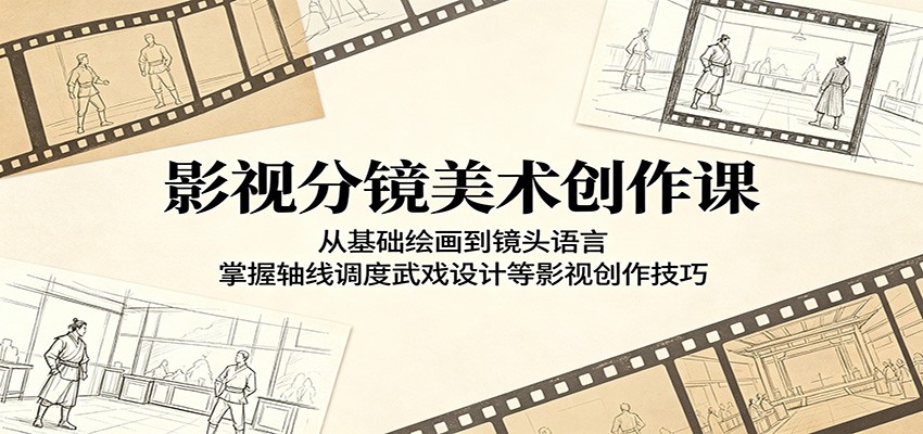 影视分镜美术创作课：从基础绘画到镜头语言，掌握轴线调度武戏设计等影视创作技巧-小二项目网