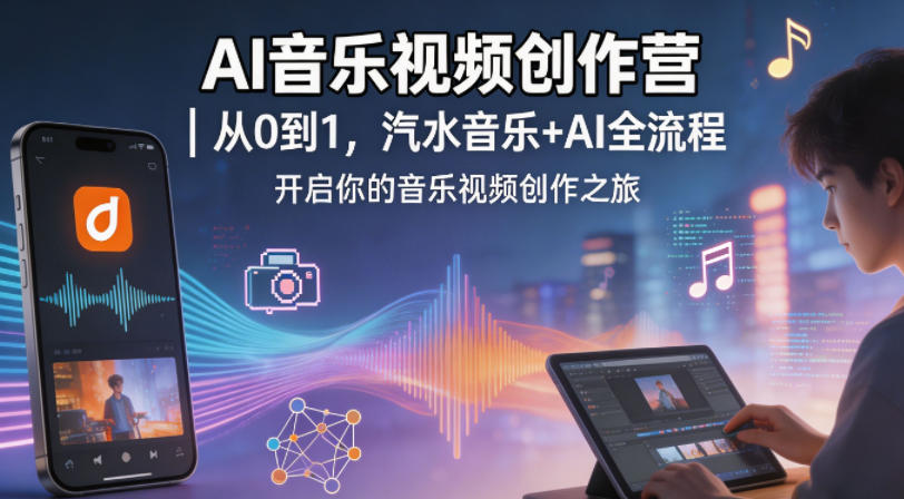 AI音乐视频创作营｜从0到1，汽水音乐+AI全流程，开启你的音乐视频创作之旅-小二项目网