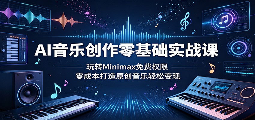 AI音乐创作零基础实战课：玩转Minimax免费权限，零成本打造原创音乐轻松变现-小二项目网