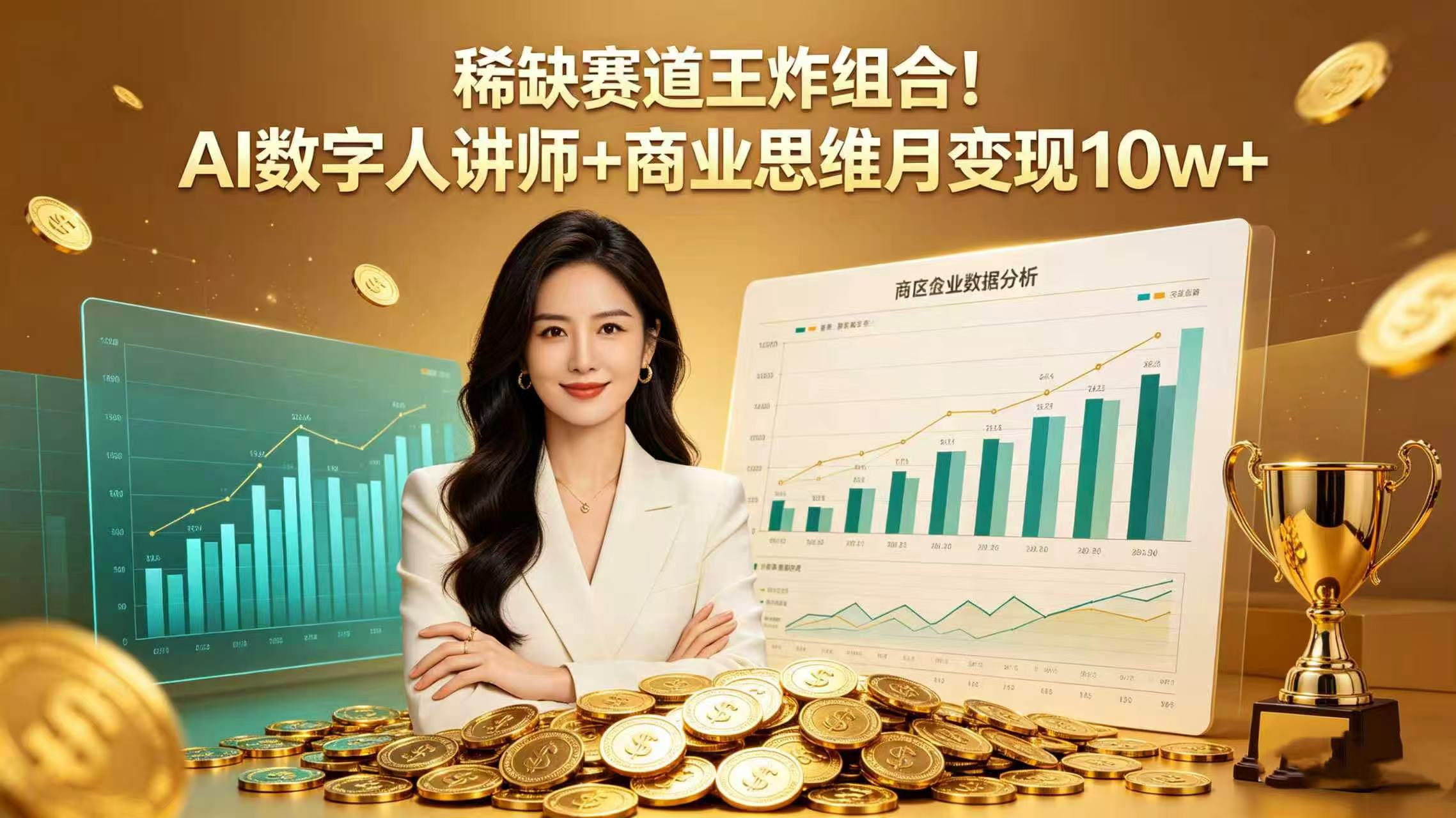 稀缺赛道王炸组合！AI 数字人讲师 + 商业思维 月变现 10w+-小二项目网