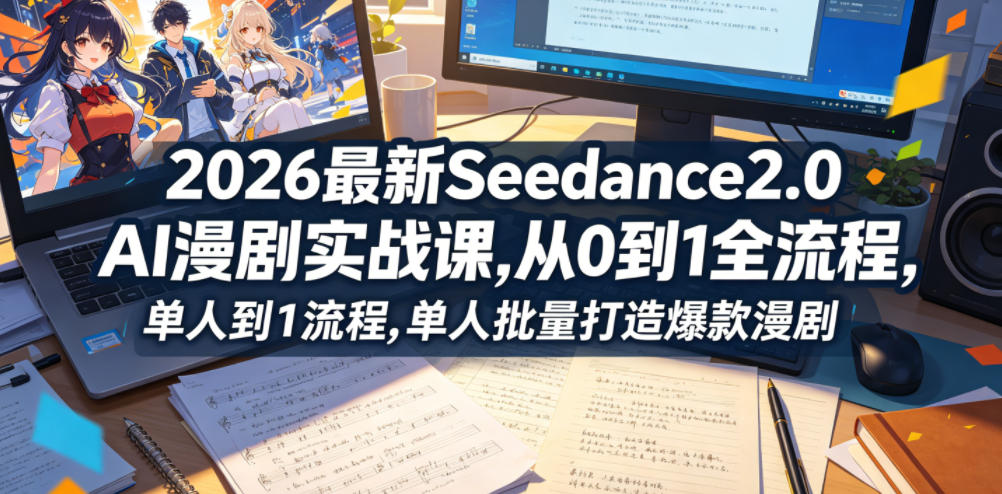 2026最新Seedance2.0 AI漫剧实战课,，从0到1全流程，单人批量打造爆款漫剧-小二项目网