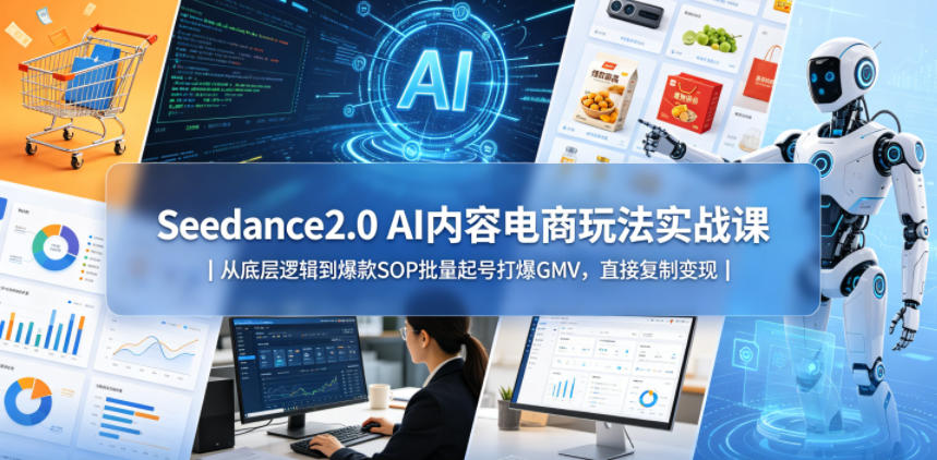 Seedance2.0 AI内容电商玩法实战课｜从底层逻辑到爆款SOP批量起号打爆GMV，直接复制变现-小二项目网