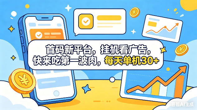 首码新平台，挂G自动看广告，快来吃第一波肉，每天单机30+，可矩阵放大【揭秘】-小二项目网