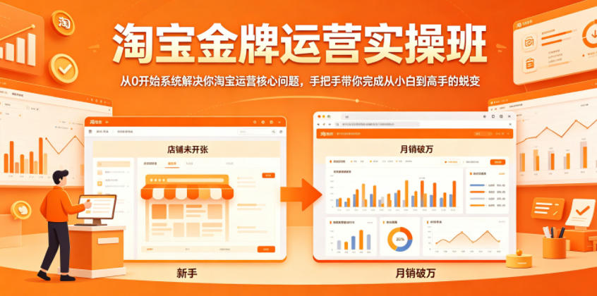淘宝金牌运营实操班，从0开始系统解决你淘宝运营核心问题，手把手带你完成从小白到高手的蜕变-小二项目网