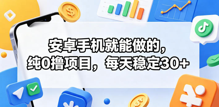 安卓手机就能做的，纯0撸项目，每天稳定30+-小二项目网