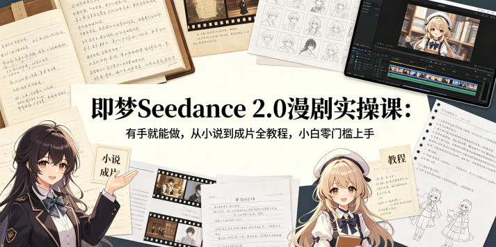 即梦Seedance 2.0漫剧实操课：有手就能做，从小说到成片全教程，小白零门槛上手-小二项目网