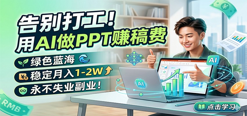 告别打工！用AI做PPT赚稿费，绿色蓝海，稳定月入1-2W，永不失业副业！-小二项目网