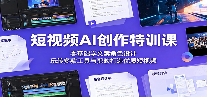 短视频AI创作特训课：零基础学文案角色设计，玩转多款工具与剪映打造优质短视频-小二项目网