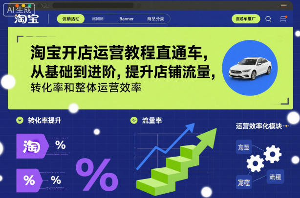 淘宝开店运营教程直通车，从基础到进阶，提升店铺流量，转化率和整体运营效率（更新26年4月20日）-小二项目网
