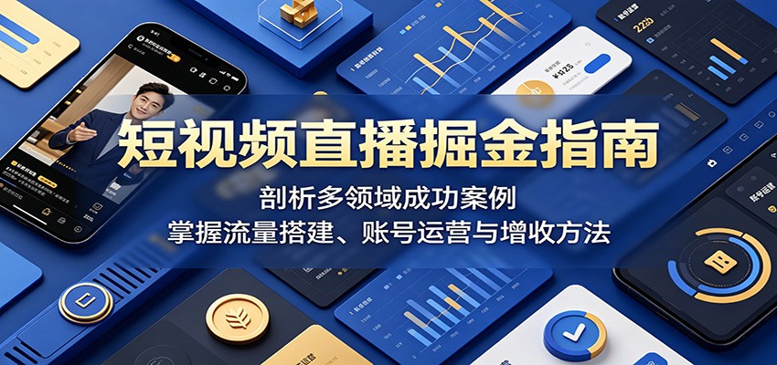 短视频直播掘金指南：剖析多领域成功案例，掌握流量搭建、账号运营与增收方法-小二项目网