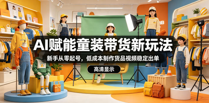 AI赋能童装带货新玩法，新手从零起号，低成本制作货品视频稳定出单-小二项目网