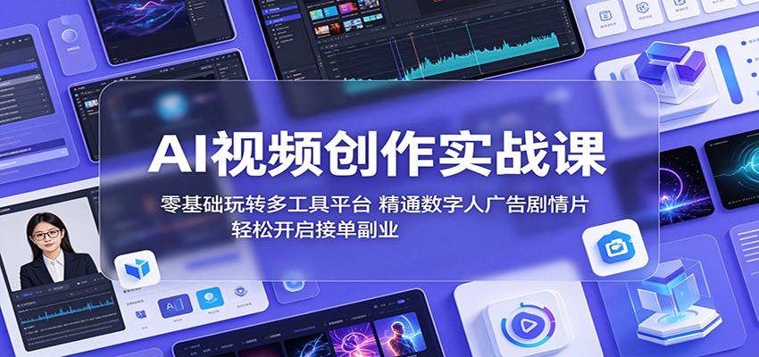 AI视频创作实战课：零基础玩转多工具平台，精通数字人广告、剧情片，轻松开启接单副业-小二项目网
