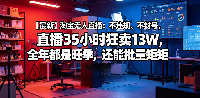 【最新】淘宝无人直播：不违规、不封号，直播35小时狂卖13W，全年都是旺季，还能批量矩阵操作【揭秘】-小二项目网