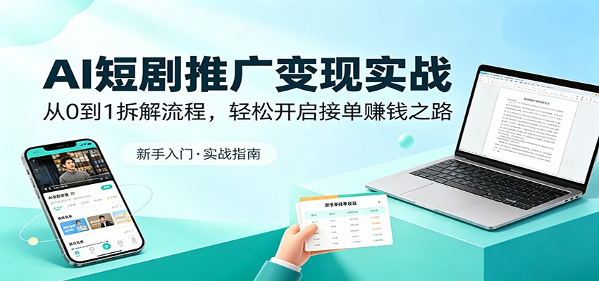 AI短剧推广变现实战：从0到1拆解流程，轻松开启接单赚钱之路-小二项目网