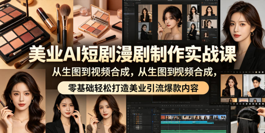美业AI短剧漫剧制作实战课，从生图到视频合成，零基础轻松打造美业引流爆款内容-小二项目网