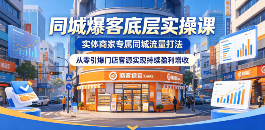 同城爆客底层实操课，实体商家专属同城流量打法，从零引爆门店客源实现持续盈利增收-小二项目网