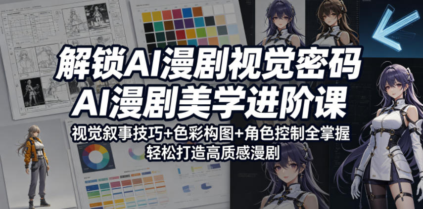 解锁AI漫剧视觉密码，AI漫剧美学进阶课，视觉叙事技巧+色彩构图+角色控制全掌握，轻松打造高质感漫剧-小二项目网