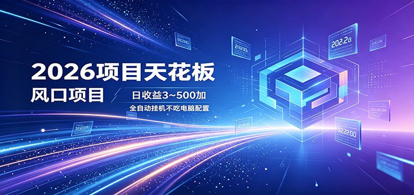 2026项目天花板，风口项目，日收益3~500+全自动挂机，不吃配置-小二项目网