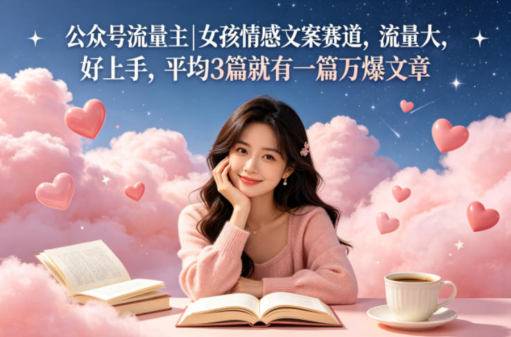 公众号流量主女孩情感文案赛道，流量大，好上手，平均3篇就有一篇万爆文章-小二项目网