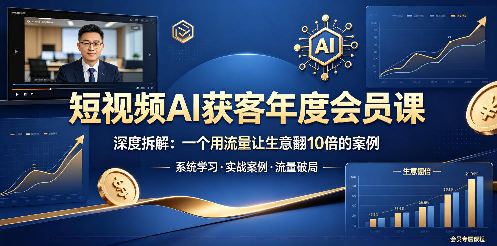 短视频AI获客年度会员课，深度拆解，一个用流量让生意翻10倍的案例-小二项目网