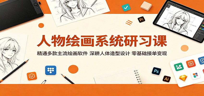 人物绘画系统研习课：精通多款主流绘画软件，深耕人体造型设计，零基础接单变现-小二项目网