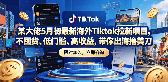 某大佬5月初最新海外Tiktok拉新项目，不囤货、低门槛、高收益，带你出海撸美刀-小二项目网