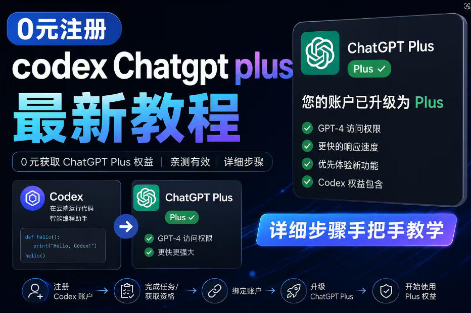 0元全自动注册codex gpt plus最新教程，0元获取GPT Plus权益，手把手详细教学-小二项目网